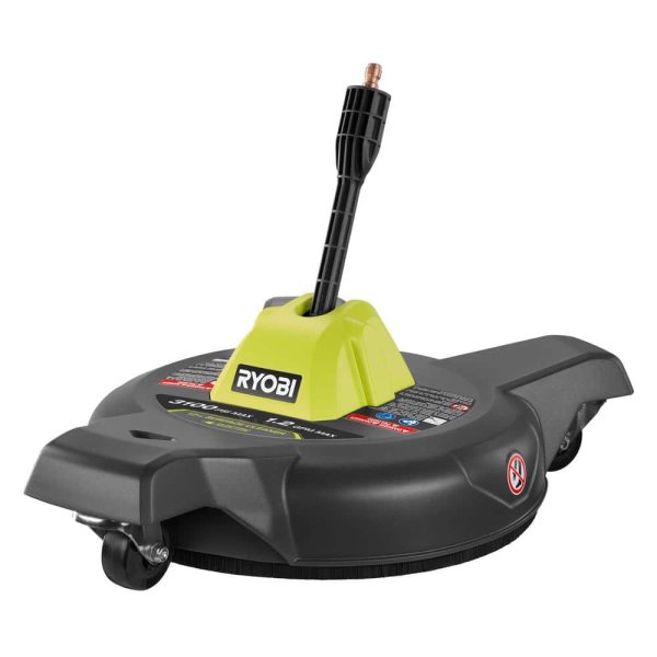 12 in. 3100 PSI Electric Pressure Washer Surface Cleaner with Caster Wheels