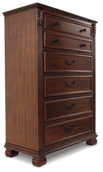 Leahlyn Reddish Brown Five Drawer Chest