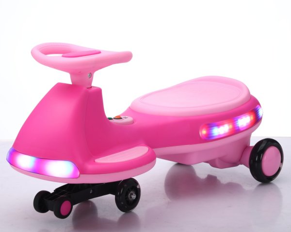 Light Up Electric Wiggle Car with Pedal Rechargeable Battery 2 in 1 Swing Car 2 motor Ride On Toy Anti-Rollover Flashing Wheels for Ages 3 (PINK)