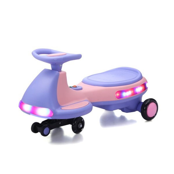 Light Up Electric Wiggle Car with Pedal Rechargeable Battery 2 in 1 Swing Car 2 motor Ride On Toy Anti-Rollover Flashing Wheels for Ages 3 (PURPLE)