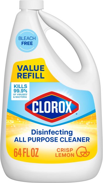 Clorox Disinfecting All Purpose Cleaner  Bleach Free  Crisp Lemon  Refill  64 Fl Oz