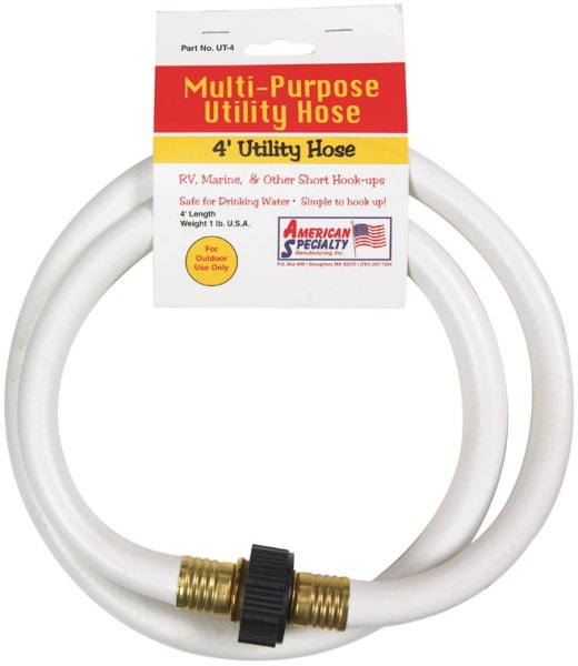 American Speciality Multi-purpose Rubber Utility Hose, (White) 1/2 in 4 ft - CELMRV12004